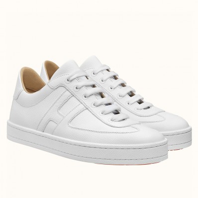 Hermes Boomerang Sneakers In White Epsom Leather JM1523Mv33