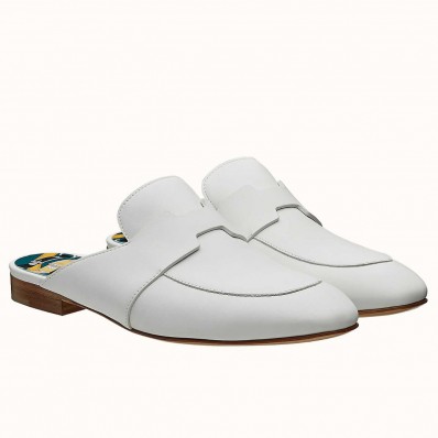 Hermes Catena Mules In White Calfskin JM1243ni51
