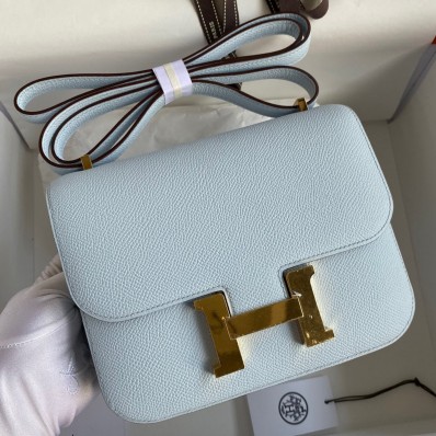 Hermes Constance 18 Handmade Bag In Blue Brume Epsom Calfskin JM1236SV68