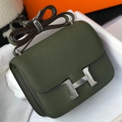 Hermes Constance 18 Handmade Bag In Vert Olive Epsom Leather JM1576Mw52