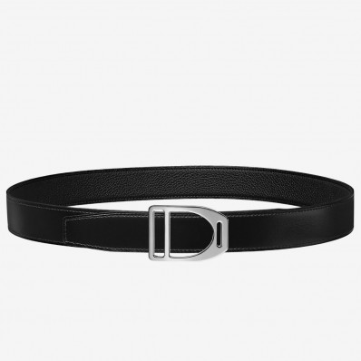 Hermes Etrier Buckle Belt & Black Clemence 32 MM Strap JM965Wj24