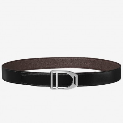 Hermes Etrier Buckle Belt & Chocolate Clemence 32 MM Strap JM1559OO68