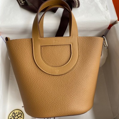 Hermes In The Loop 18 Handmade Bag in Biscuit Clemence Leather JM912QF99