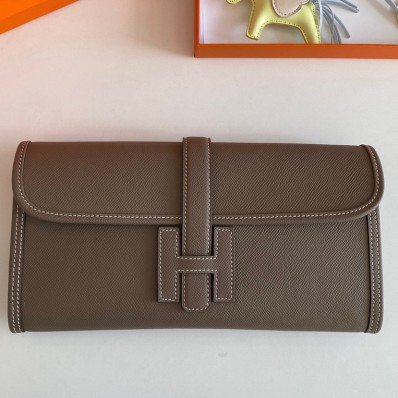 Hermes Jige Elan 29 Clutch Bag In Taupe Epsom Leather JM224jC82