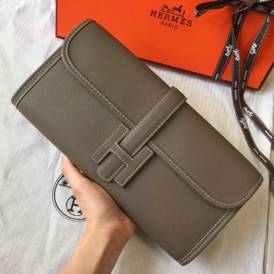 Hermes Jige Elan 29 Clutch In Taupe Grey Epsom Leather JM1650jI77