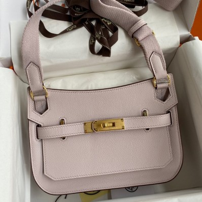 Hermes Jypsiere Mini Handmade Bag In Mauve Pale Evercolor Calfskin JM509xJ94