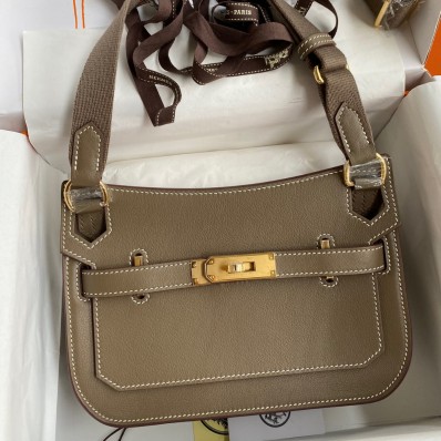 Hermes Jypsiere Mini Handmade Bag In Taupe Swift Calfskin JM587Oq54