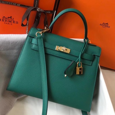 Hermes Kelly 25cm Sellier Bag In Malachite Epsom Leather JM16Zf62