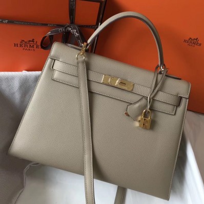 Hermes Kelly 32cm Bag In Gris Tourterelle Epsom Leather GHW JM1434uU16