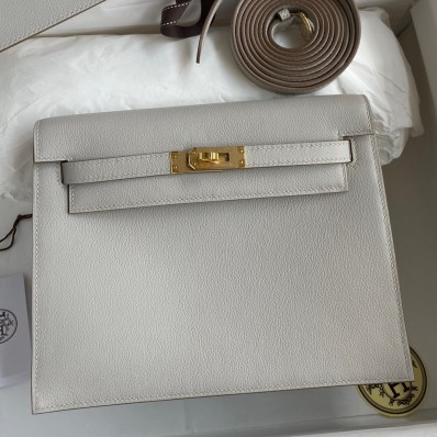 Hermes Kelly Danse II Bag In Pearl Grey Evercolor Calfskin JM185tu77