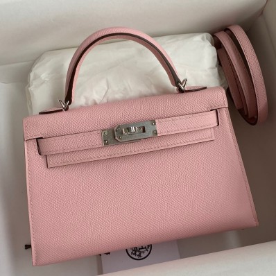 Hermes Kelly Mini II Sellier Handmade Bag In Rose Sakura Epsom Calfskin JM1826Hd99