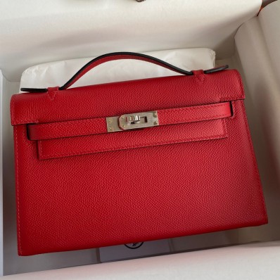 Hermes Kelly Pochette Handmade Bag In Red Epsom Calfskin JM1828Yd28