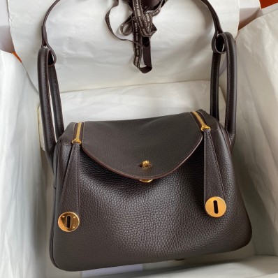 Hermes Lindy 26 Handmade Bag In Ebene Clemence Leather JM579OG45