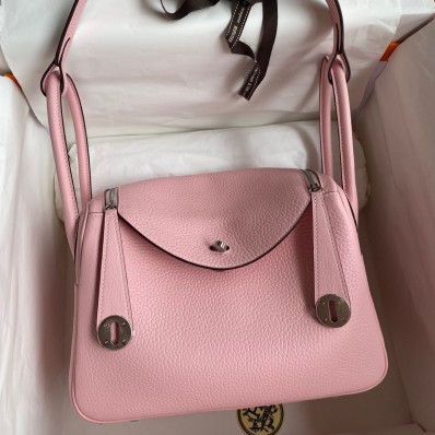 Hermes Lindy 26 Handmade Bag In Rose Sakura Clemence Leather JM1521Jc39