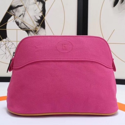 Hermes Medium Bolide Travel Case In Rose Red Cotton JM923UF26