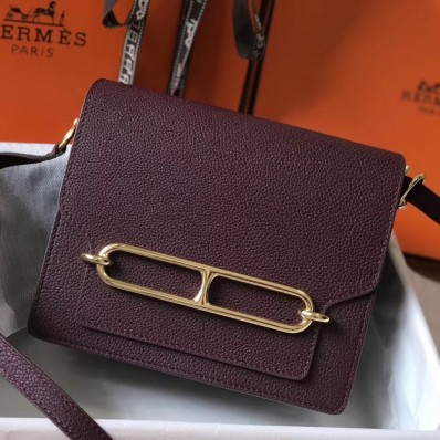 Hermes Mini Sac Roulis 18cm Bag In Burgundy Evercolor Calfskin JM1468qD73
