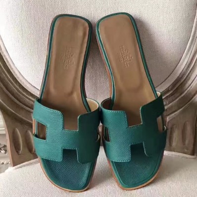 Hermes Oran Sandals In Malachite Epsom Leather JM926Sy67