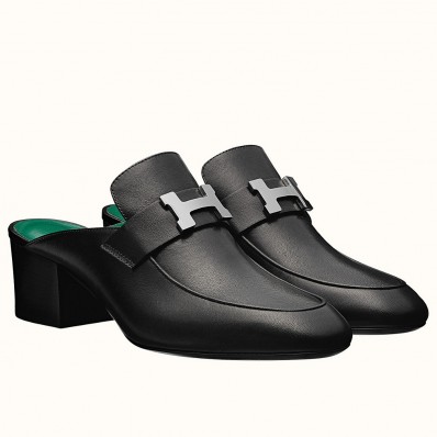 Hermes Paradis Mules In Black Calfskin JM1155jq27