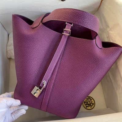 Hermes Picotin Lock 18 Handmade Bag in Anemone Clemence Leather JM968bM57