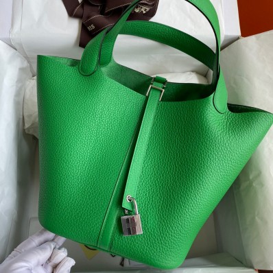 Hermes Picotin Lock 18 Handmade Bag in Bambou Clemence Leather JM464JB13