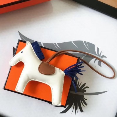 Hermes Rodeo Horse Bag Charm In Rose Red/Camarel/Ruby Leather JM1644Av26
