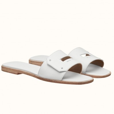 Hermes View Sandals In White Calfskin leather JM502Ix66