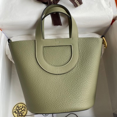 High Quality Replica Hermes In The Loop 18 Handmade Bag in Sauge Clemence Leatherther JM971Mj59