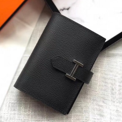 Imitation Hermes Bearn Mini Wallet In Black Epsom Leather JM871fw56