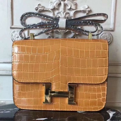 Imitation Hermes Camarel Constance MM 24cm Crocodile Bag JM1765fw56