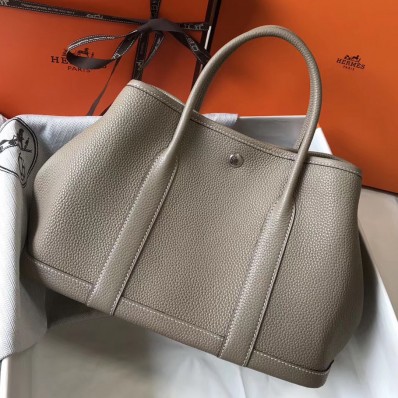 Imitation Hermes Garden Party 30 Bag In Grey Taurillon Leather JM1421lL78