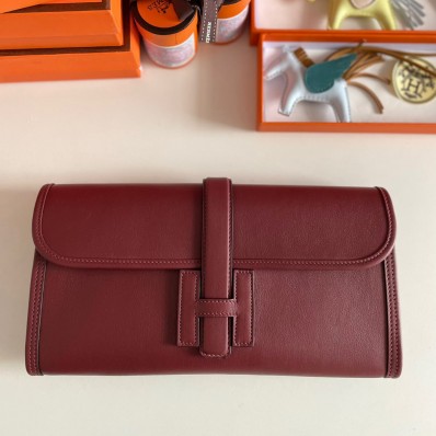 Imitation Hermes Jige Elan 29 Clutch Bag In Bordeaux Swift Calfskin JM1866Nj42