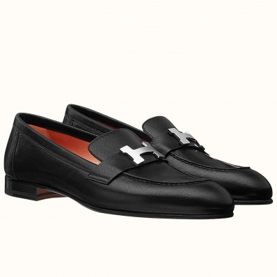 Imitation Hermes Paris Loafers In Black Goatskin JM06uj55