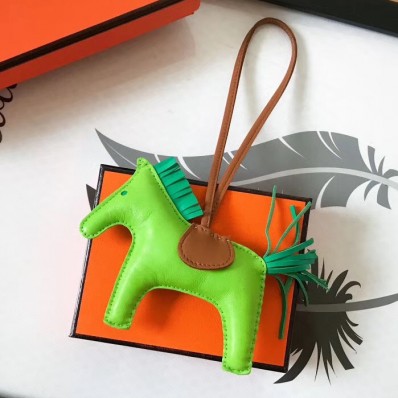 Imitation Hermes Rodeo Horse Bag Charm In Fruit Green/Camarel/Green Leather JM144Qt35