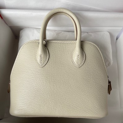 New Hermes Bolide 1923 Mini Handmade Bag In Craie Chevre Mysore Leather JM1082Az83