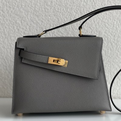 Replica AAA Hermes Kelly En Desordre 20 Handmade Bag In Etain Epsom Calfskin JM819Xr29