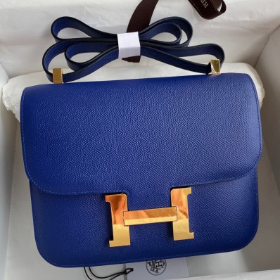 Replica Designer Hermes Constance 24 Handmade Bag In Blue Electric Epsom Calfskin JM1778Le42