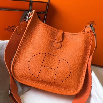 Replica Hermes Evelyne III 29 PM Bag In Orange Clemence Leather JM2083Va47