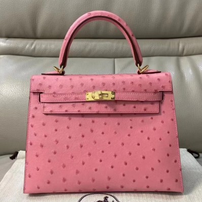 Replica Hermes Kelly 25cm Handmade Bag In Terre Cutie Ostrich Skin JM1789Ph61