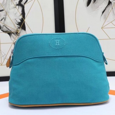 Replica Hermes Medium Bolide Travel Case In Blue Horizon Cotton JM1593QA46