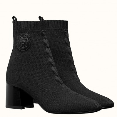 Replica Hermes Volver 60 Ankle Boot In Black Knit JM1587Mq29