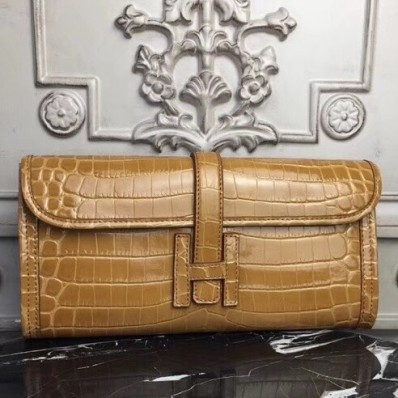 Top Hermes Jige Elan 29 Clutch In Camarel Crocodile Leather JM537hk64