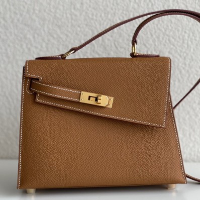 Top Hermes Kelly En Desordre 20 Handmade Bag In Gold Epsom Calfskin JM99He97