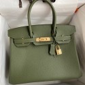 AAA Hermes Birkin 30 Retourne Handmade Bag In Canopee Clemence Leather JM1234sH79