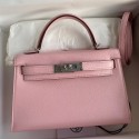 AAA Hermes Kelly Mini II Sellier Handmade Bag In Rose Sakura Chevre Mysore Leather JM679DY28