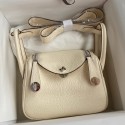 AAA Hermes Mini Lindy Handmade Bag In Nata Clemence Leather JM1532sH79