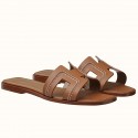 AAA Hermes Oran Sandals In Brown Leather With Stitched Detail JM1246xz31