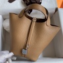 AAA Imitation Hermes Picotin Lock 18 Handmade Bag in Chai Clemence Leather JM2035fr81