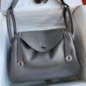 AAAAA Hermes Lindy 30 Handmade Bag In Grey Swift Calfskin JM192ot71
