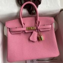 Best 1:1 Hermes Birkin 25 Retourne Handmade Bag In Pink Clemence Leather JM876em76