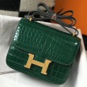 Best Hermes Constance 18 Handmade Bag In Green Embossed Crocodile JM616YF21